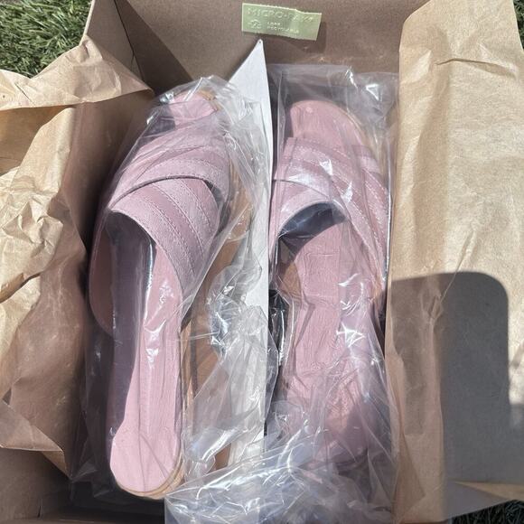 NIB Madewell The Alina platform Sandal 90s style size 9 pink girly leather - Picture 2 of 5